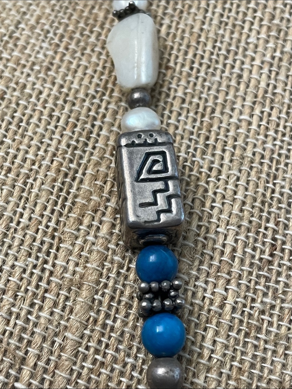 Handcrafted Turquoise & Coral Bead Pendant Necklace - Women Jewelry - Picture 6 of 8